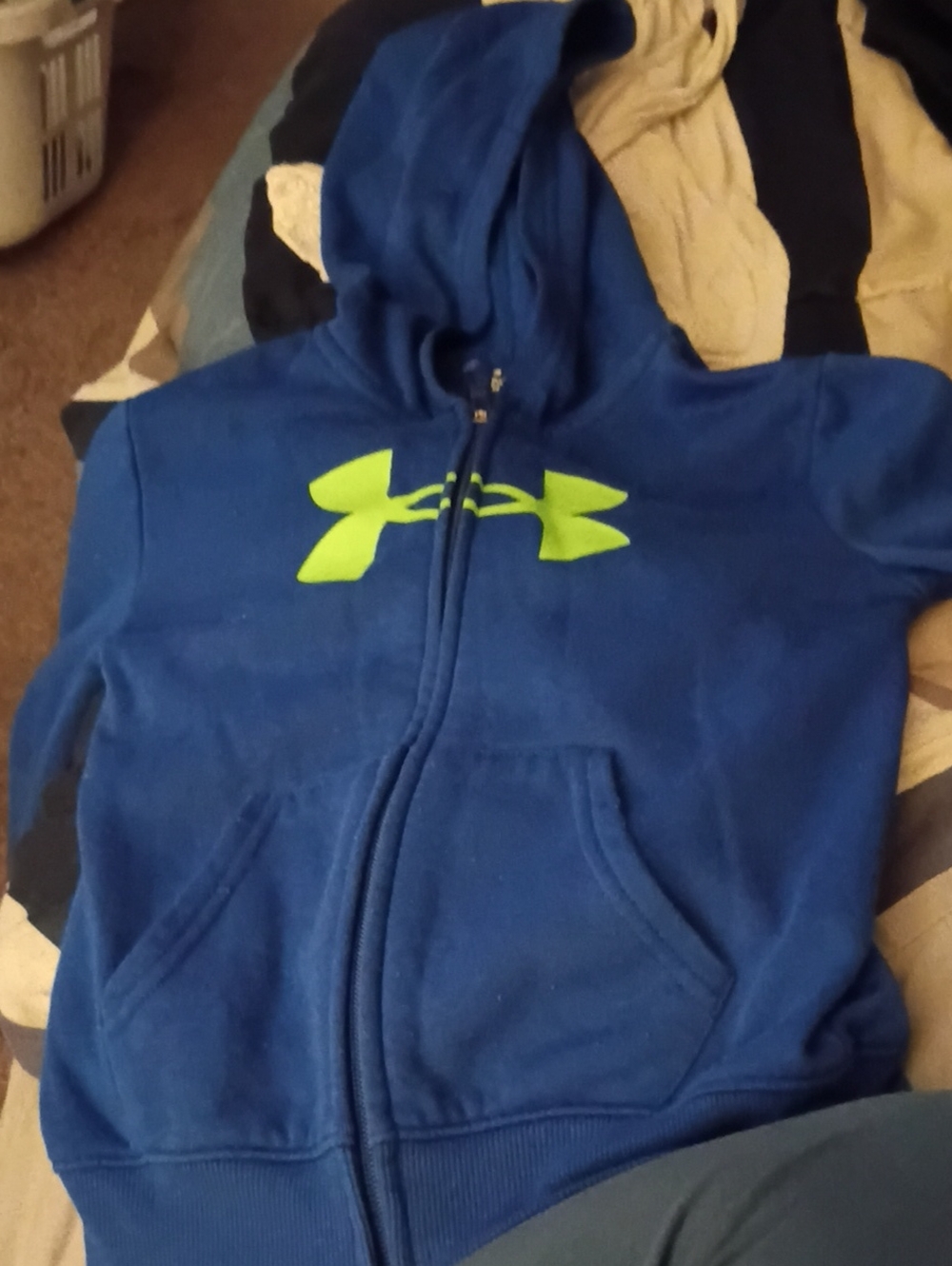Under Armour Youth Royal Blue Full-Zip Hoodie with Neon Green Logo